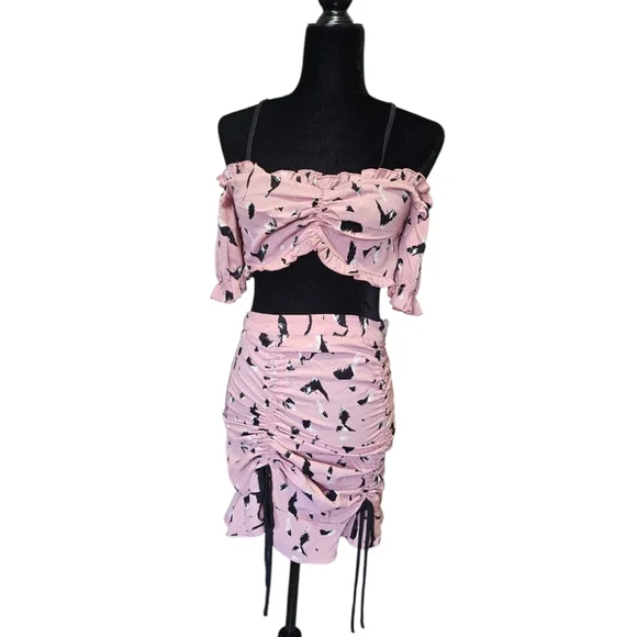 NWT Nasty Gal Leave Your Mark Crop Top And Ruched Skirt Set Size 2 - Picture 2 of 10